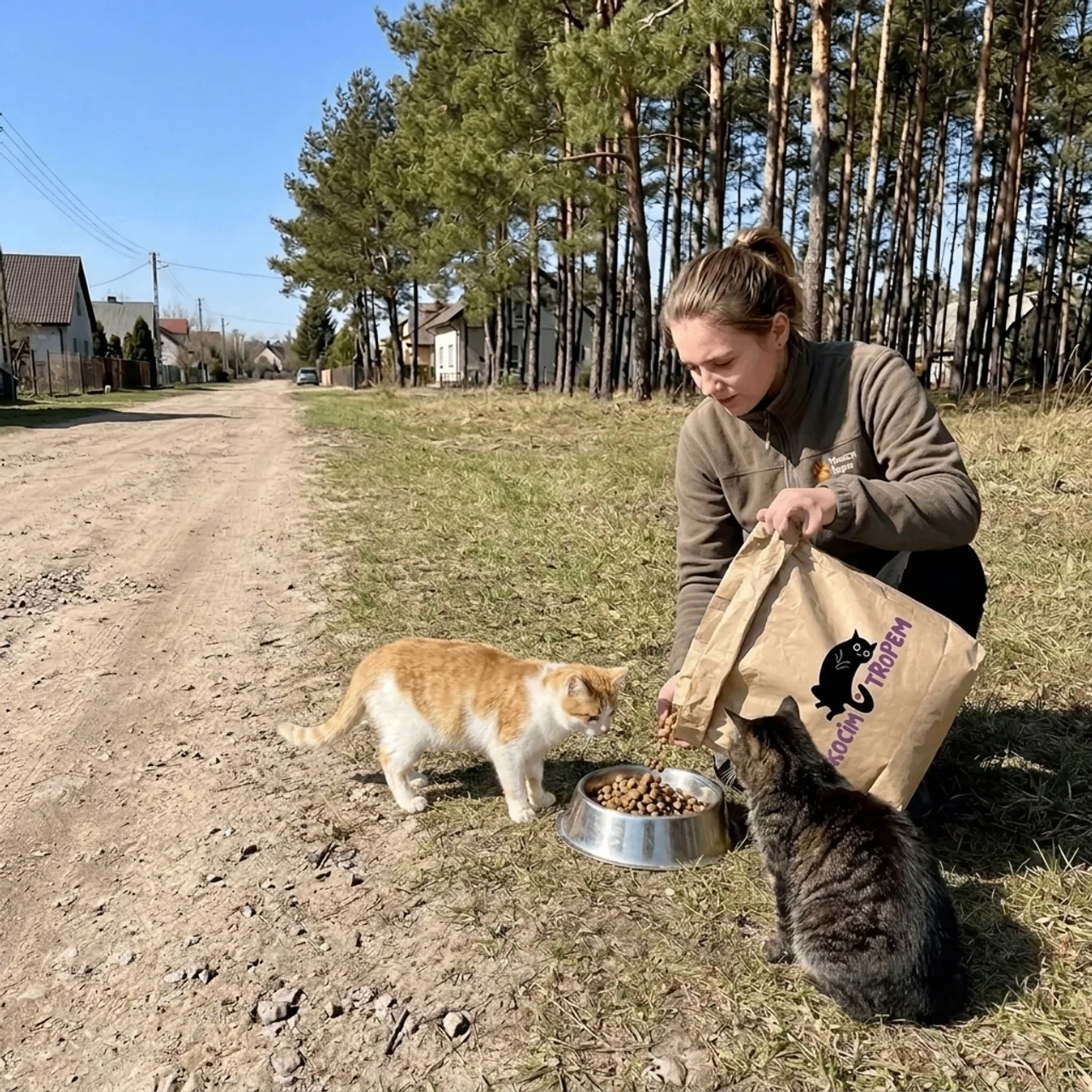 Katten voeren ter plaatse